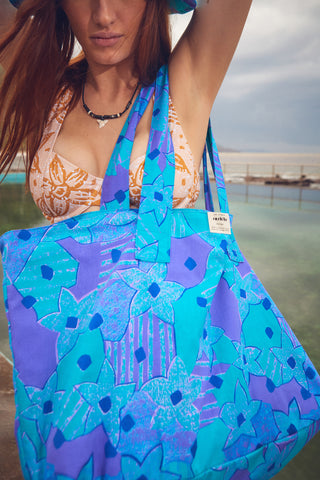 Beach Bag - Deadstock Finch Teal Floral
