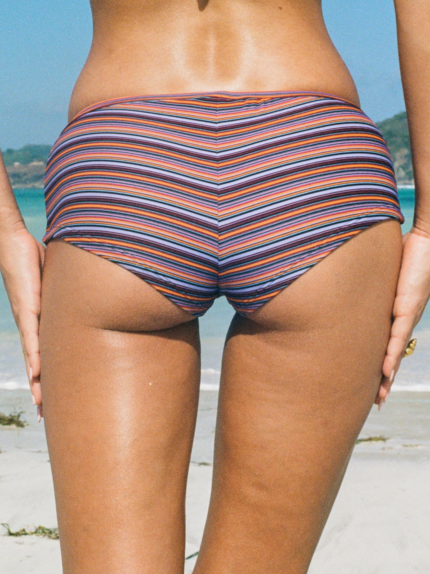 Paris Hot  Pant - Y2K Stripe Purple