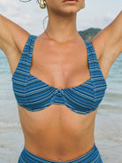 Babysitter Underwire Bikini Top - Y2K Stripe Blue